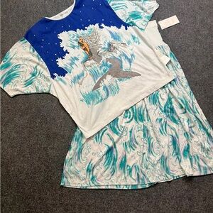 NWT Vtg Mermaid Skirt Set Large Jeweled Oversized 90’s Donna Toran whimsical